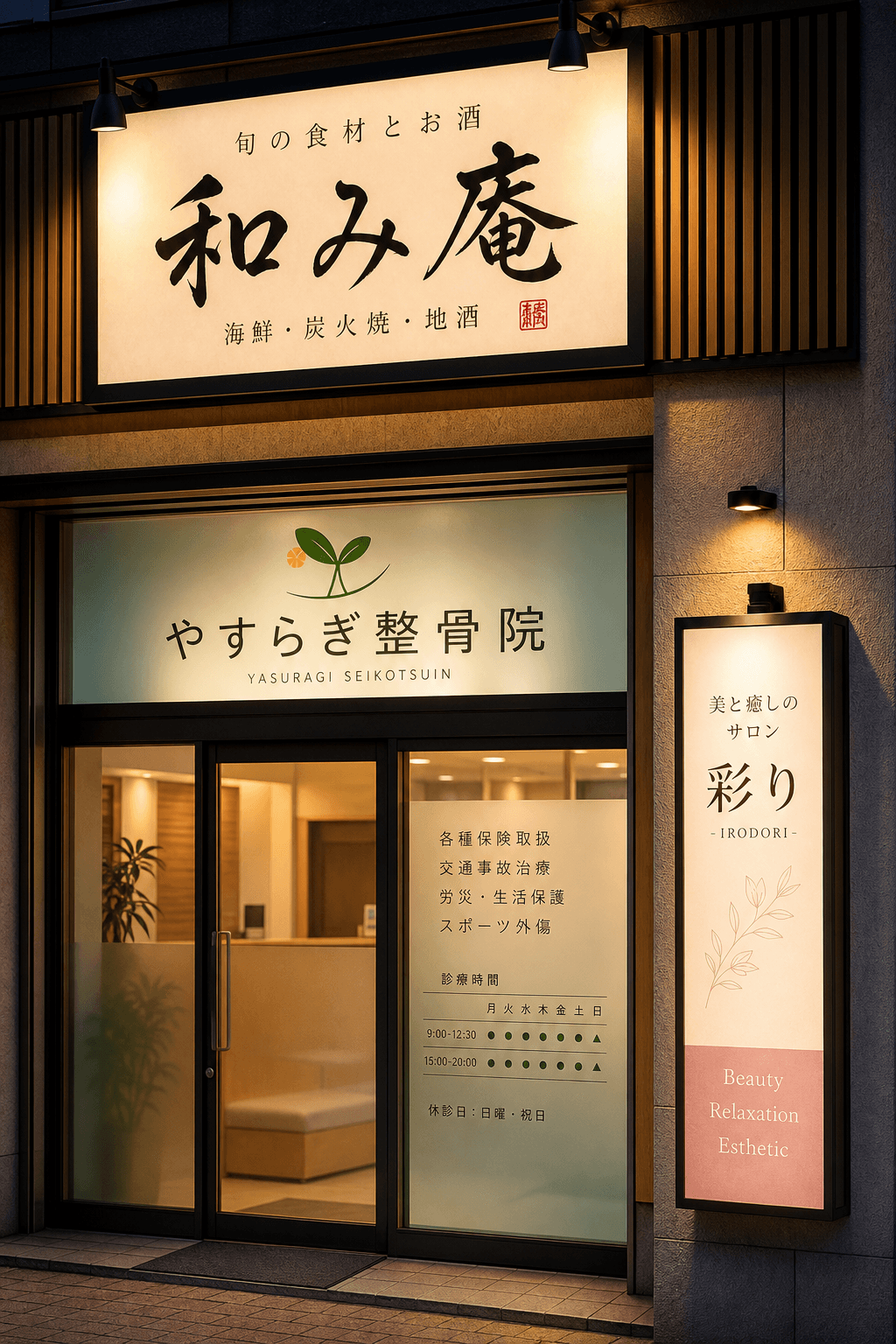 完成した店舗看板の施工事例イメージ