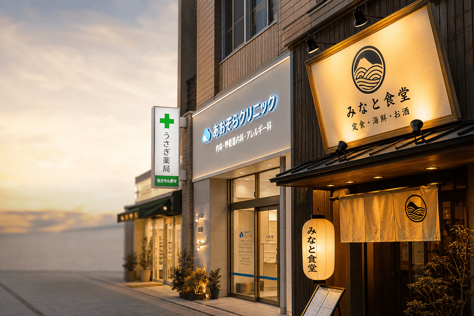 完成した店舗看板の施工事例イメージ